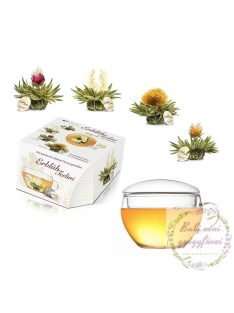   Creano virágzó tea szett csészével és 8 db virágzó fehér teával